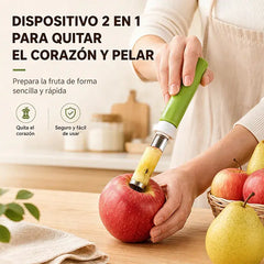 【¡Compre uno y obtenga uno gratis!】🍏 Pelador y Sacacorazones 2 en 1 Telescópico – Herramienta Plegable para Manzanas, Peras y Frutas🔪