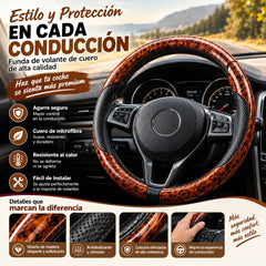 【1 juego de 3 piezas】 Funda antideslizante para volante de coche con vetas de madera