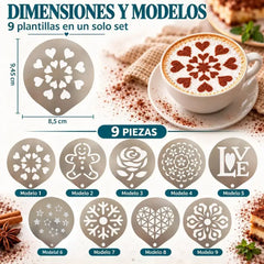 Molde de acero inoxidable para arte latte de café