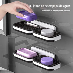 🧼💪 Jabonera de Pared con Doble Drenaje | Sin Taladrar, Instalación en 5 Segundos | Mantiene el Jabón Seco y Organiza tu Baño ✨