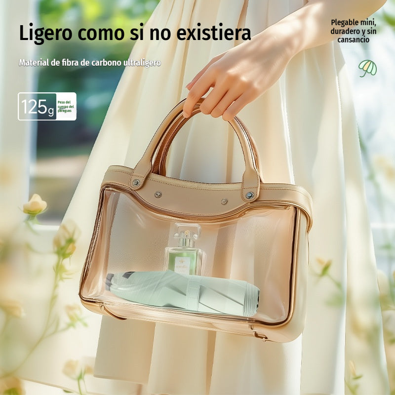 ☂️🌞 Paraguas ultraligero para todo clima – Revestimiento nano negro UPF50+ (protección UV) y alta resistencia al viento