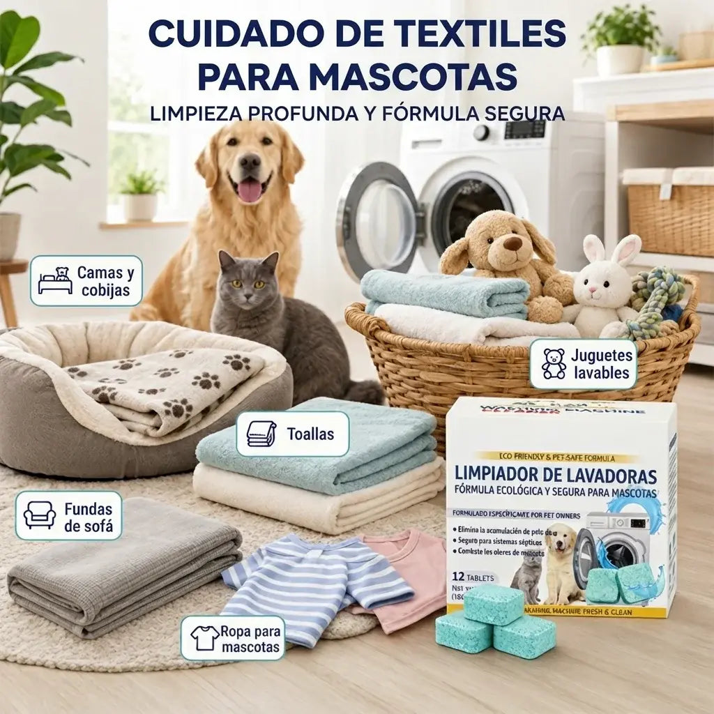 🧼【¡Compra 1 y llévate 1 gratis!】🧺 Limpiador para lavadoras de mascotas – limpia a fondo el tambor, elimina el pelo de las mascotas y neutraliza los olores. 🐾✨