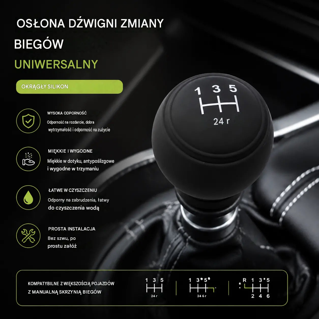 5 za 89 zł. ✨ Nadaj swojemu samochodowi nowy styl dzięki silikonowej osłonie na drążek zmiany biegów 🚘