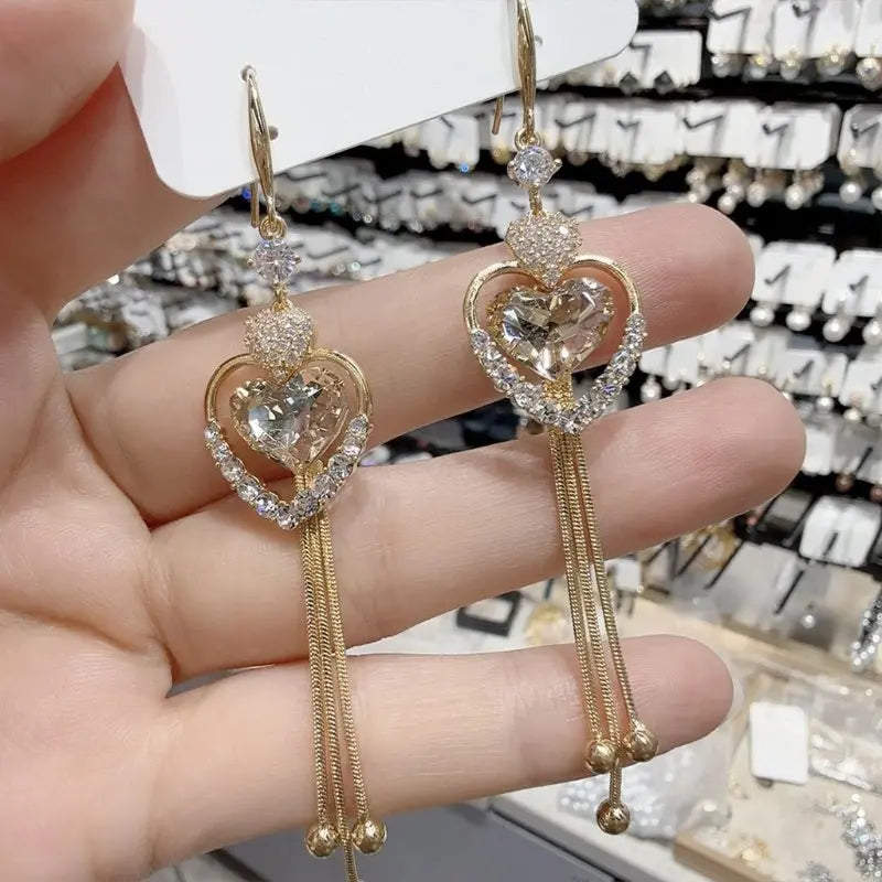 📢📢50% OFF !! 💖 Statement Heart Tassel Earrings【⏰¡29.500 unidades vendidas!】