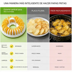 Juego de máquina casera para hacer patatas fritas en el microondas con recipiente para cortar.