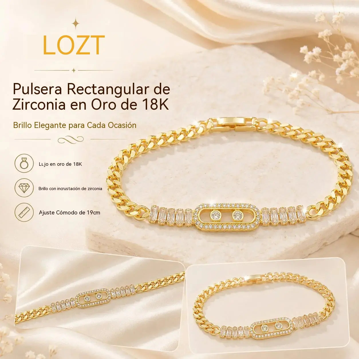 Pulsera de circonita dorada