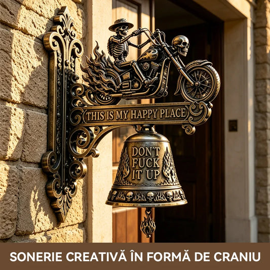 Campana decorativa de pared de estilo gótico con caballero esqueleto y dragón, adorno metálico vintage para bar, hogar y jardín.