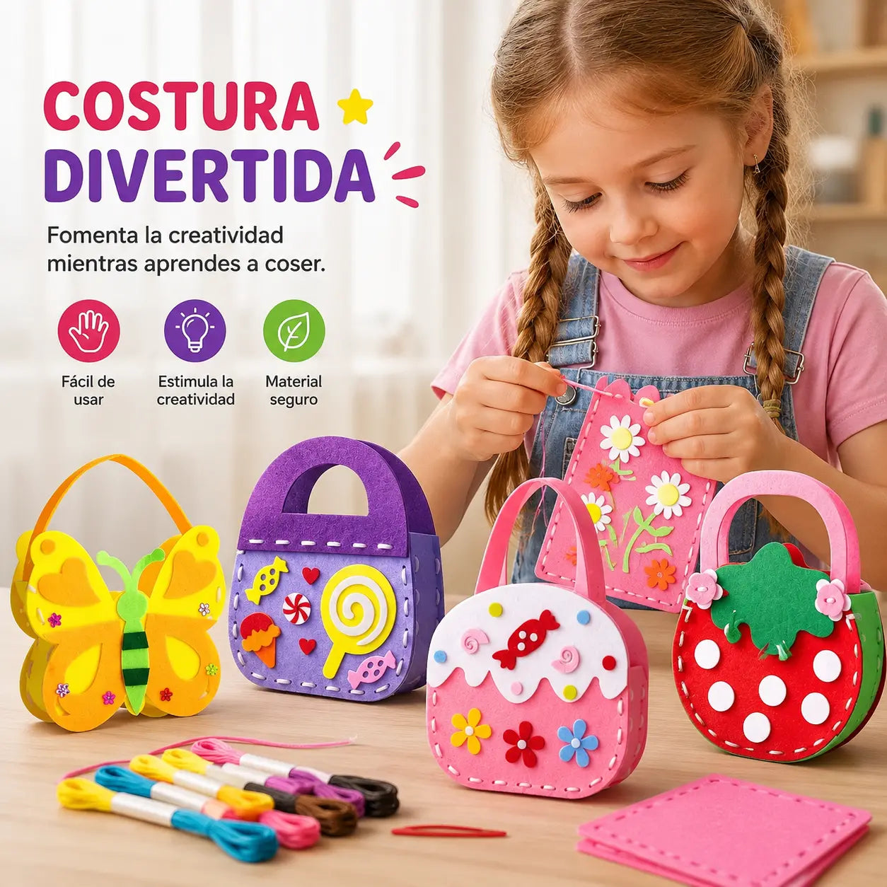 🔥【4 piezas/8 piezas】🥰Bolsos infantiles hechos a mano no tejidos DIY, el mejor regalo para los niños🎁