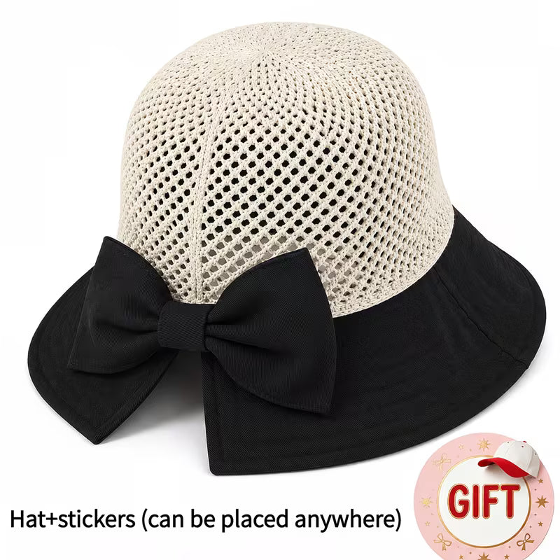 👒Compra uno y llévate otro gratis✨ Sombrero de sol de ala ancha con lazo para mujer – Plegable, protección 360° 🎀