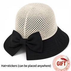 👒Compra uno y llévate otro gratis✨ Sombrero de sol de ala ancha con lazo para mujer – Plegable, protección 360° 🎀