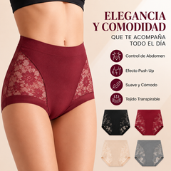 【Compra 2 y llévate 3 gratis】Braguitas de control de abdomen de alta elasticidad con encaje sin costuras para mujer, bragas moldeadoras y levantadoras de glúteos