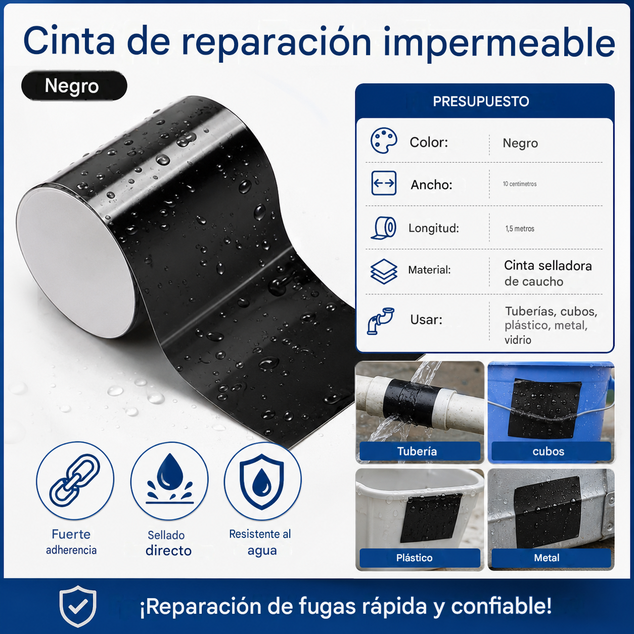 2 unidades por 26 euros 🏠 Cinta de reparación resistente e impermeable para tuberías, cubos y plástico.