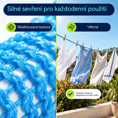 💥【3 kusy】🔗 Protiskluzová a větruodolná šňůra na prádlo 👕 Zabraňuje nepořádku při prádle ve větru 🌬️