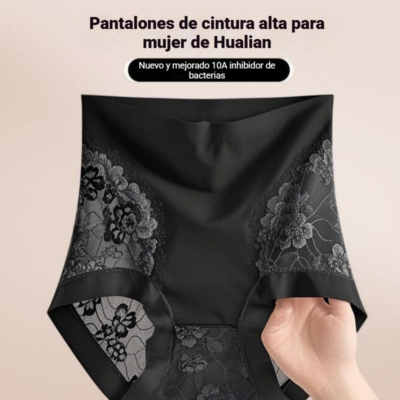 🔥【5 pieza 27 euros】Braguitas de control de abdomen de alta elasticidad con encaje sin costuras para mujer, bragas moldeadoras y levantadoras de glúteos