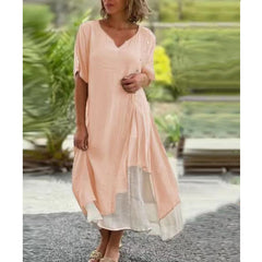 😍Venta caliente: vestido de ropa interior de algodón de dos piezas irregular con cuello en V falso de moda