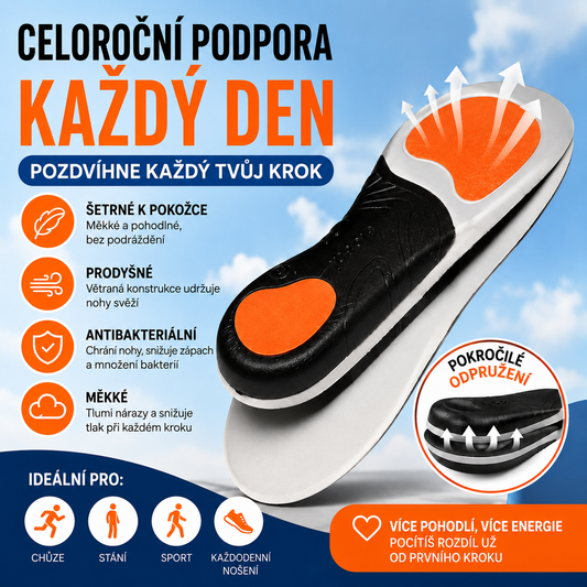 🔥【Kupte jeden a druhý dostanete zdarma】👣【Velikosti 35-46】⚡ Ortopedická sportovní stélka s oporou klenby – plné odpružení, maximální pohodlí