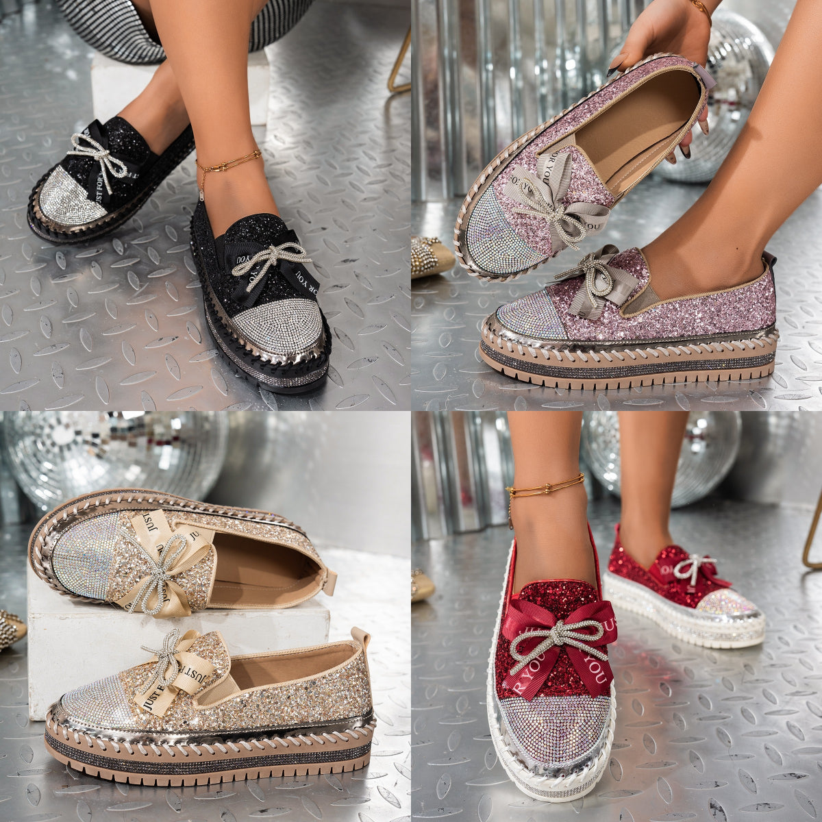 🔥【Ofertas especiales de otoño】【36-43】Zapatos casuales de diamantes de imitación de moda para otoño e invierno 2025