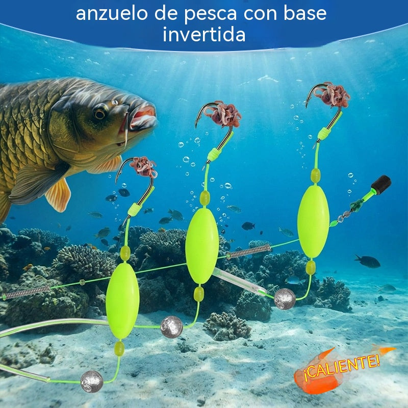 Juego de 10 anzuelos de pesca con sistema anti-fondo: diseño innovador para grandes capturas.