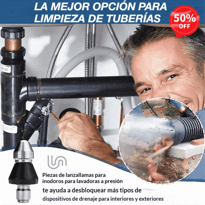 👍【Compra 1 y llévate 1 gratis】🧰Potente boquilla de alta presión, desatascador de tuberías