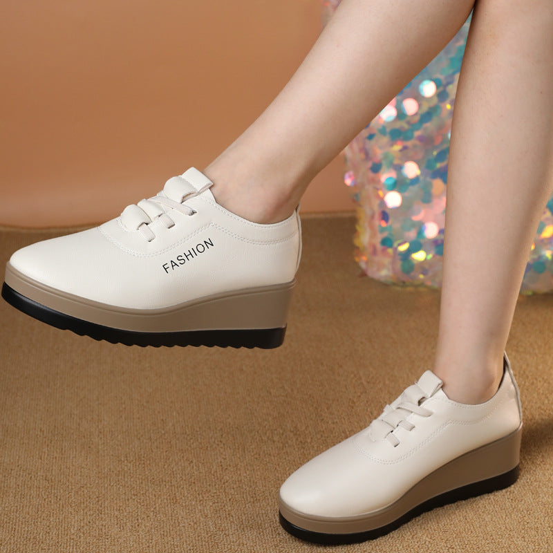 🔥【35-42】Zapatos de piel para mujer con suela gruesa, nueva tendencia de otoño