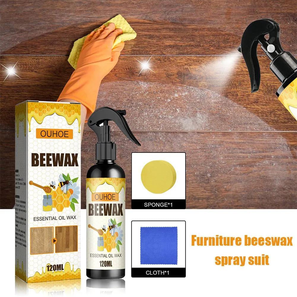 🔥【120 ml + goba + krpa】Naravni mikromolekularni čebelji vosek v spreju za nego pohištva, vzdrževanje tal in poliranje.
