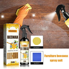 【120 ml + szivacs + kendő】Természetes mikromolekuláris méhviasz spray bútorok ápolásához, padló karbantartásához és polírozásához.