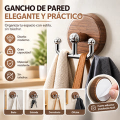 【5 pieza】⏰Últimas 4 horas: Gran oferta 🔥Gancho de ventosa multifuncional con veta de madera