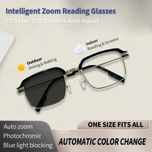 【Compra 1 y llévate 1 gratis】👓 Gafas de lectura con autoenfoque 🔍 Enfoque automático de 1 a 7 dioptrías ☀️ Lentes fotosensibles (claras dentro, oscuras fuera) 🛡️ Antirrayos UV【2 piezas 23 euros】