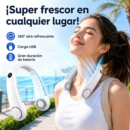 💨 Ventilador de aire acondicionado con cuello – Extremadamente silencioso, portátil y giratorio 360° – Ideal para el verano 🌞