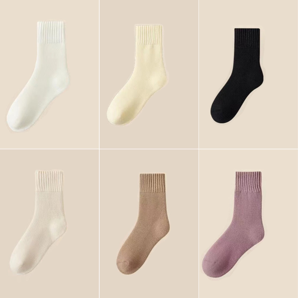 🔥【6 pares】🧦Calcetines de lana gruesos y cálidos para el invierno, súper gruesos y cálidos, elásticos, talla 35-42