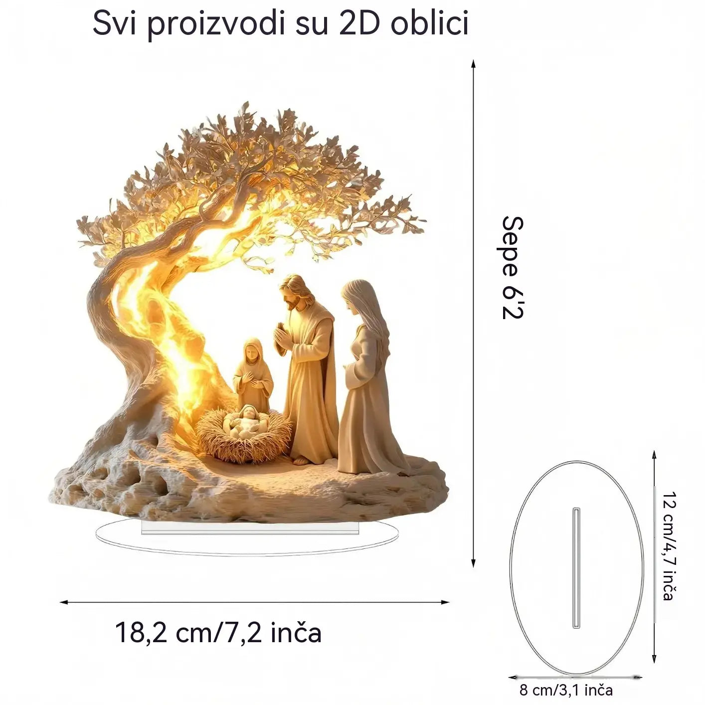 ✨🕯️Dekoracija stola s jaslicama i drvetom života: meko svjetlo za svečanu atmosferu.