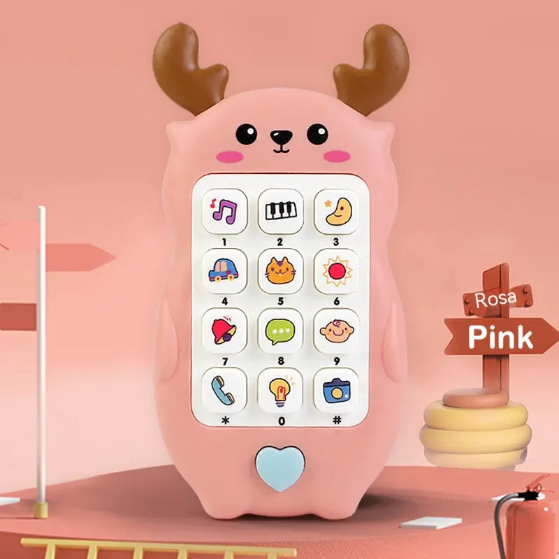 🎁2 piezas 25 euro🎨 Teléfono de juguete para bebés con diseño de ciervo: smartphone de simulación educativo bilingüe con música y cuentos para niños pequeños.