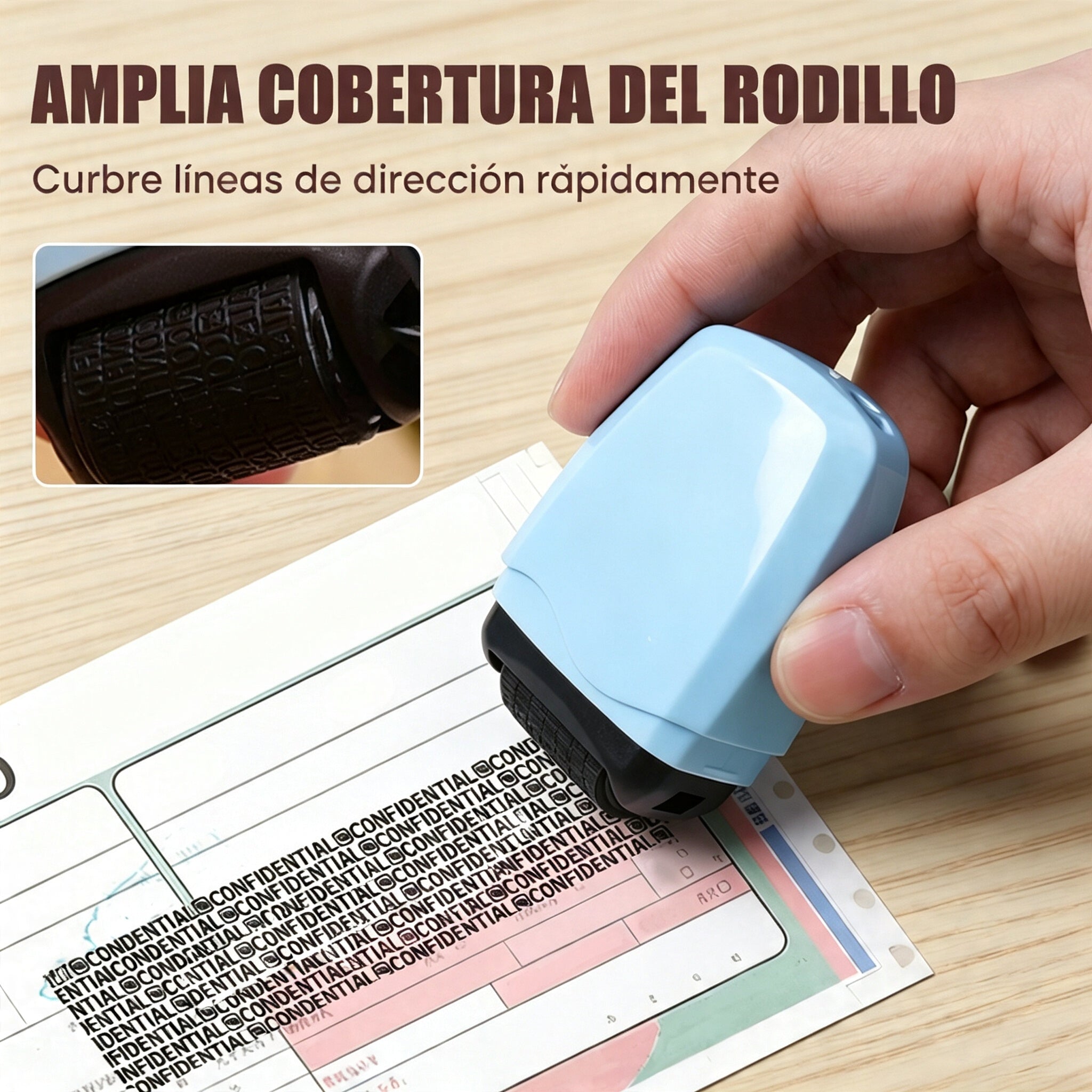 【3 piezas por solo 27 €】🔒 Rodillo tampón de protección de datos – Oculte información personal en paquetes y documentos con un patrón de código confuso