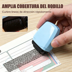 【3 piezas por solo 27 €】🔒 Rodillo tampón de protección de datos – Oculte información personal en paquetes y documentos con un patrón de código confuso