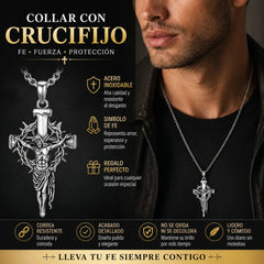 🔥Collar con colgante de cruz y halo de espinas