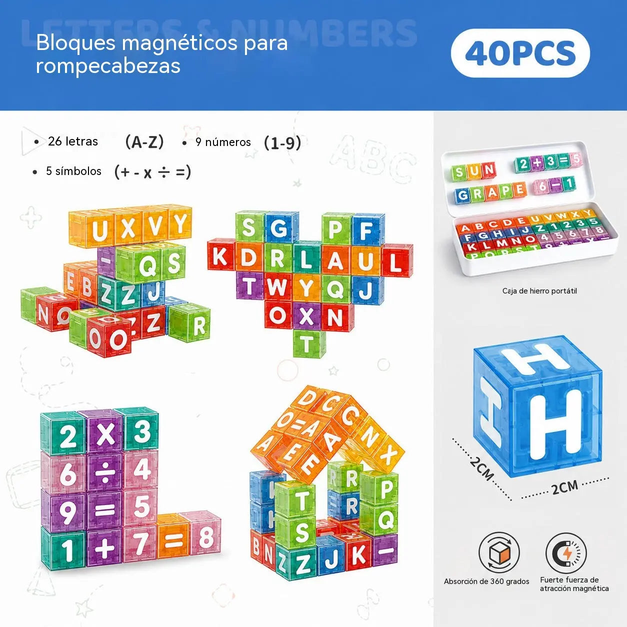 📢📢¡40% de descuento por tiempo limitado! 【40 bloques de construcción + caja de almacenamiento】⏰Bloques magnéticos de construcción de letras y números para niños