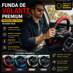 🔥Funda de volante de cuero genuino - Funda universal para volante de coche, antideslizante, duradera