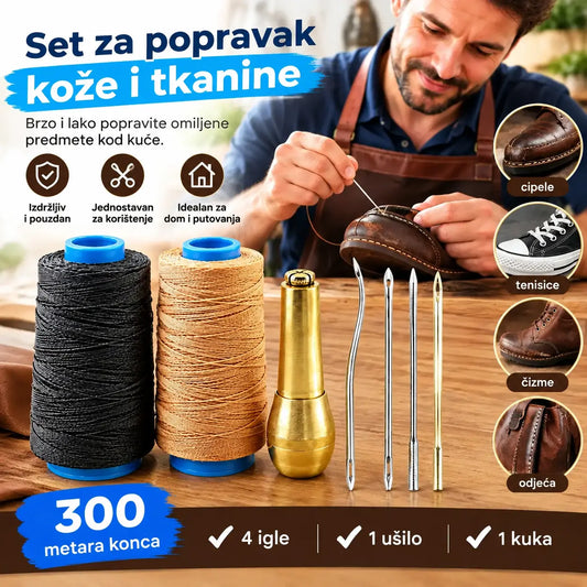 ✨Sada 50 % popusta!✨ Set od 5 dijelova za šivanje kože (šilo i voštani konac): alat za ručno šivanje i obradu kože.