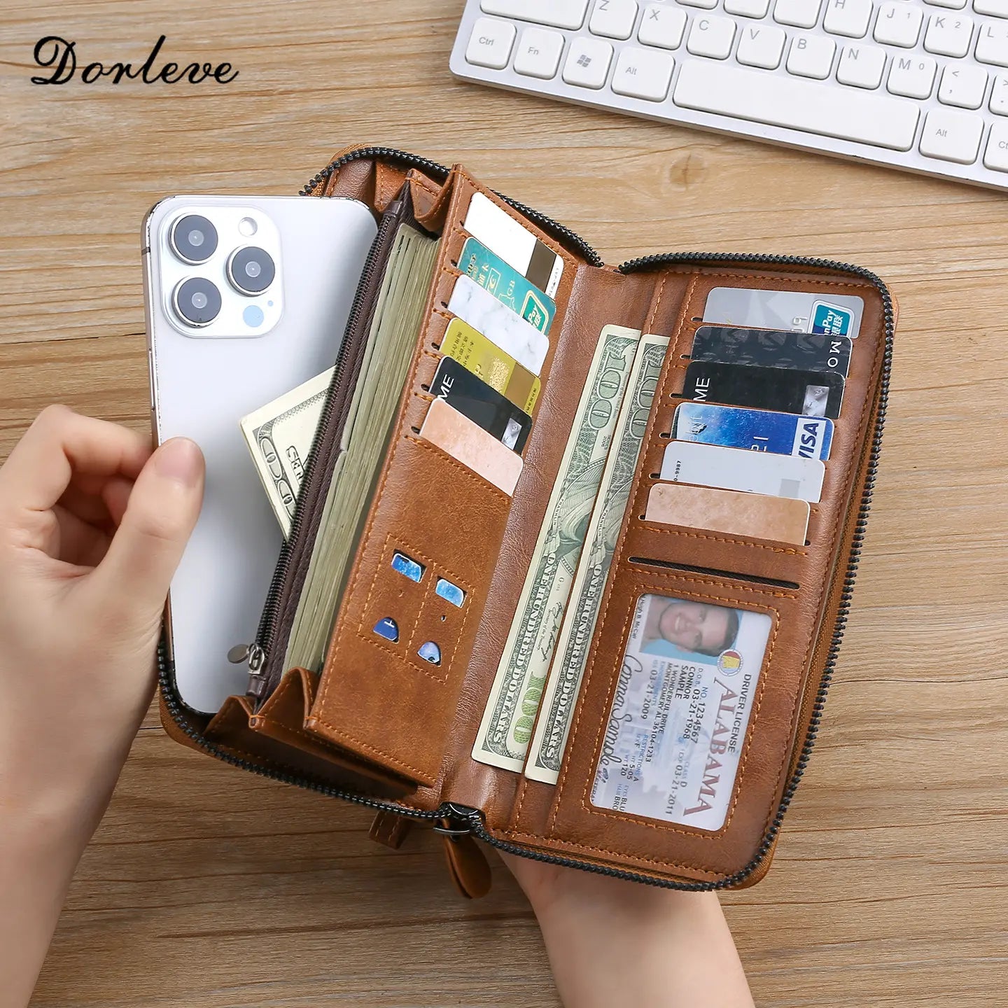 ✨ ¡50% de descuento hoy! 👔 Cartera de hombre con cremallera, gran capacidad, multifuncional, con tarjetero.