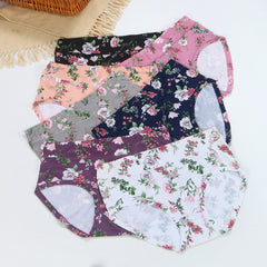 😍🔥【Conjunto de 7 piezas】💕【50-140KG】Ropa interior femenina cómoda de algodón puro antibacteriano, nuevo estilo estampado