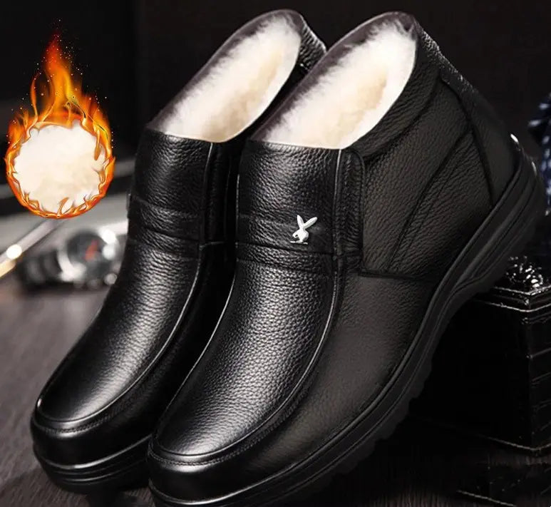 🔥👞【38-44】2026 újévi téli férfi vastag, meleg bőr üzleti cipő