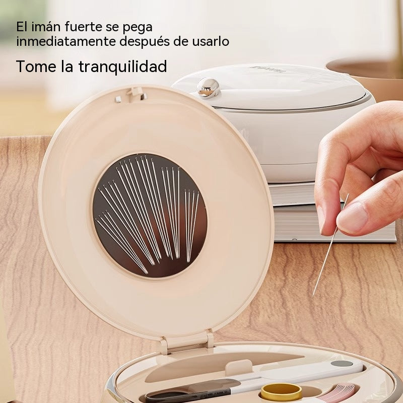 Caja magnética para agujas e hilos, caja de herramientas portátil para agujas e hilos de uso doméstico.