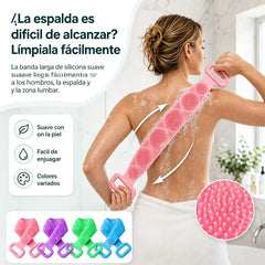 🔥2 piezas🔥🛁 Guante de Baño de Silicona de Doble Cara – Exfoliante Corporal Extra Largo para Limpiar Fácilmente la Espalda