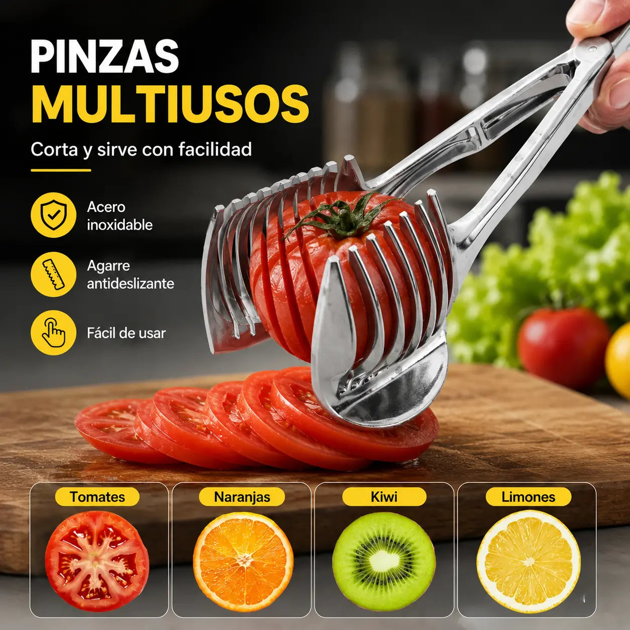 🍅 Cortador Manual de Cocina de Acero Inoxidable | Guía para Cortes Uniformes de Tomate, Limón, Cebolla y Más