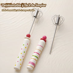 27€【 Conjunto de 2 piezas】🥚 Batidor semiautomático desmontable de acero inoxidable 304 ✨