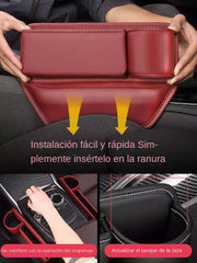 Caja de almacenamiento multifuncional para el espacio entre los asientos del coche con portavasos