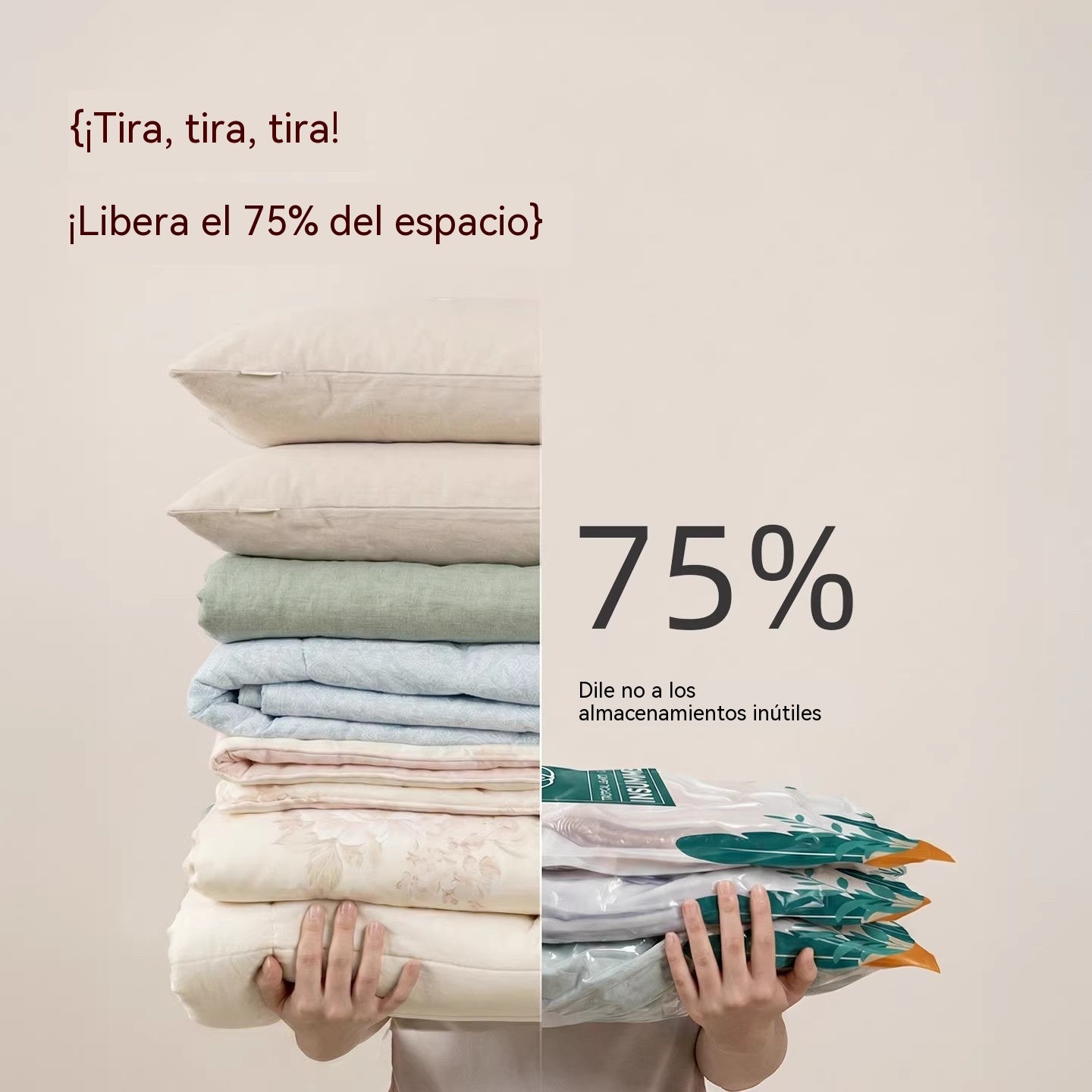 【5 artículos[60*80cm]+bomba eléctrica】Bolsas de vacío para edredones, ropa y prendas de vestir.