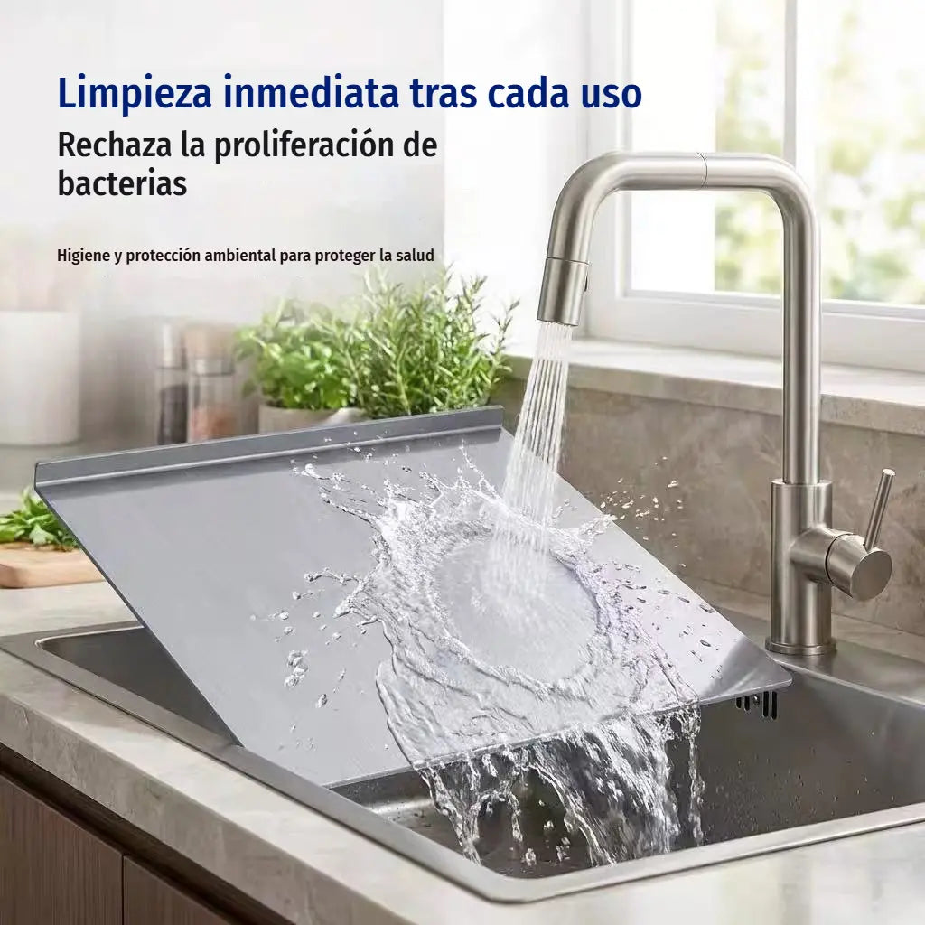 🔪 Tabla de cortar de acero inoxidable con borde plegado – Extra gruesa y multifuncional, ideal para cocina profesional y uso doméstico 🍽️
