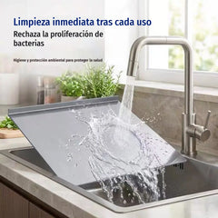 🔪 Tabla de cortar de acero inoxidable con borde plegado – Extra gruesa y multifuncional, ideal para cocina profesional y uso doméstico 🍽️