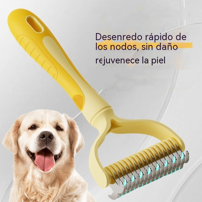 🐶【Compra 1 y llévate 1 gratis（2 piezas）】🧹 Cepillo autolimpiante de doble cara para mascotas: elimina el pelo muerto y reduce la caída del pelo en perros y gatos.